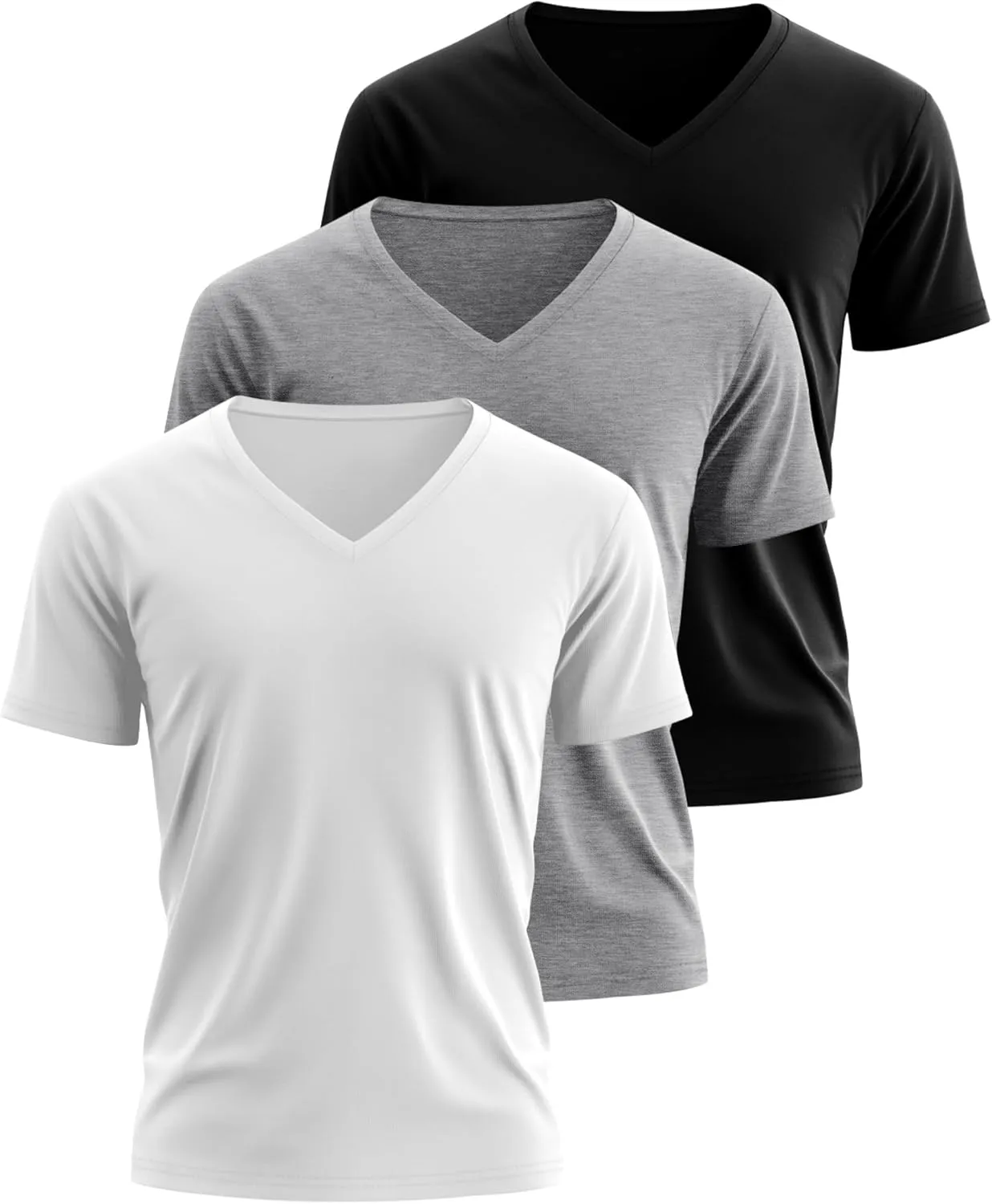 3 Pack Big and Tall Cotton Shirts for Men M-7XL Soft V Neck Shirt Plus Size Short Sleeve Tee Undershirt Casual Tops