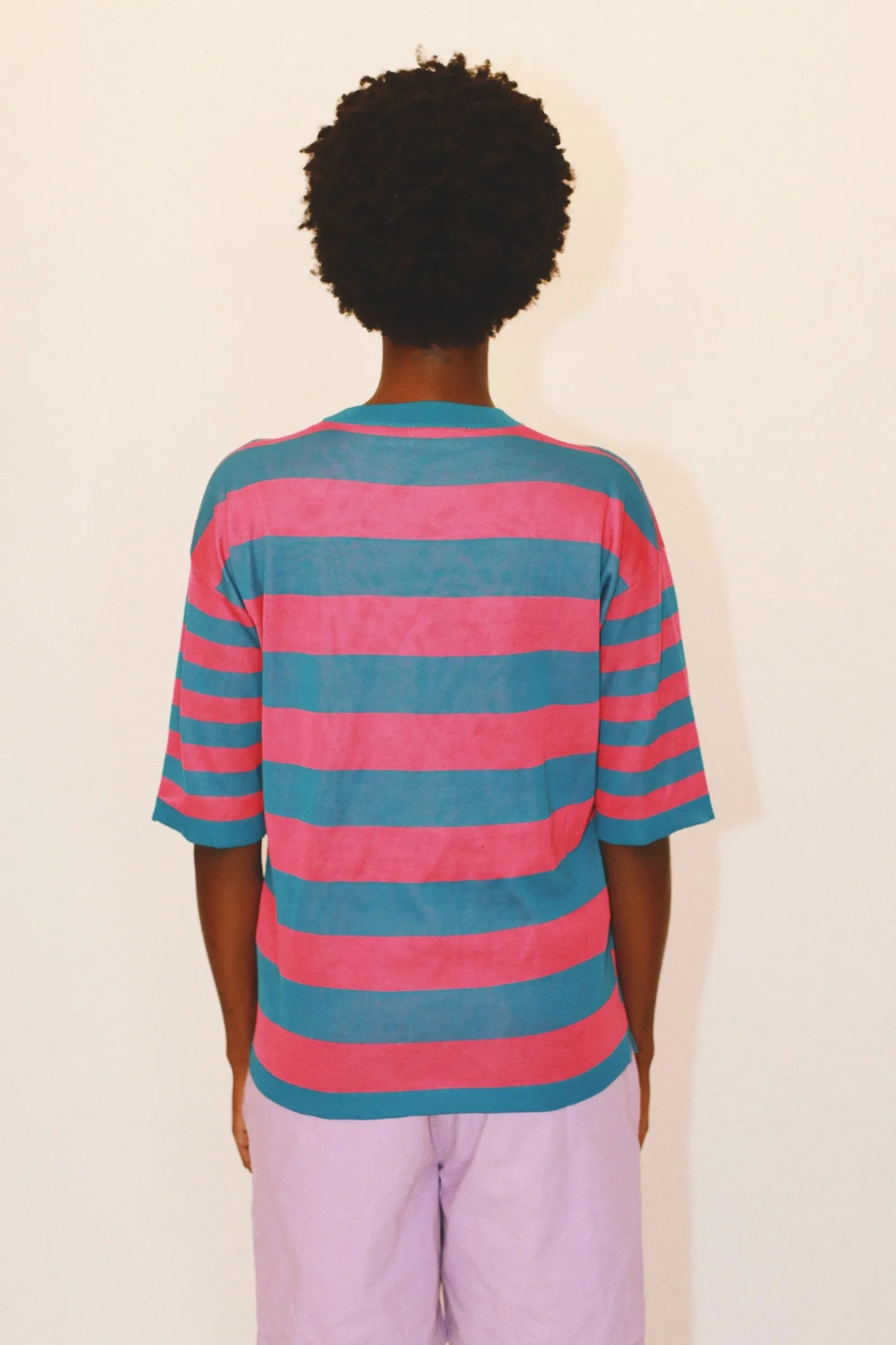 ANDREA STRIPED CREWNECK - TURQUOISE