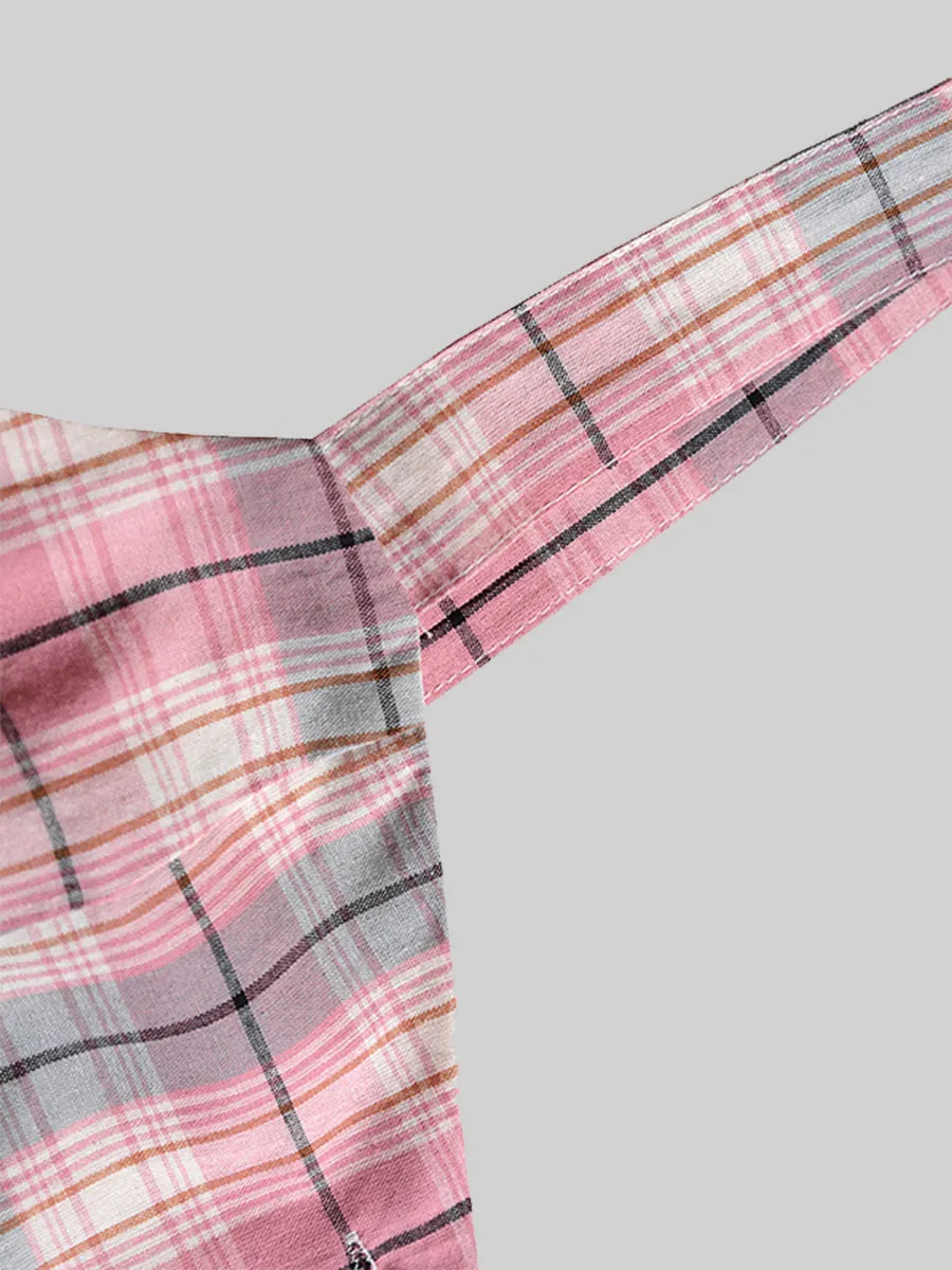 College Overlay Checkered Vest&Shirt&Skirt Three Pieces Set