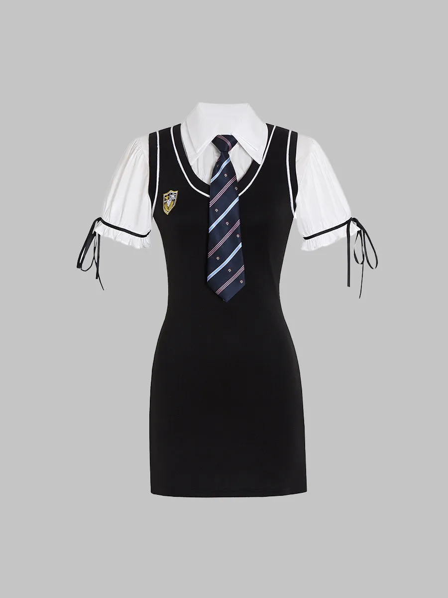 College White Shirt&Shirt Dress Set