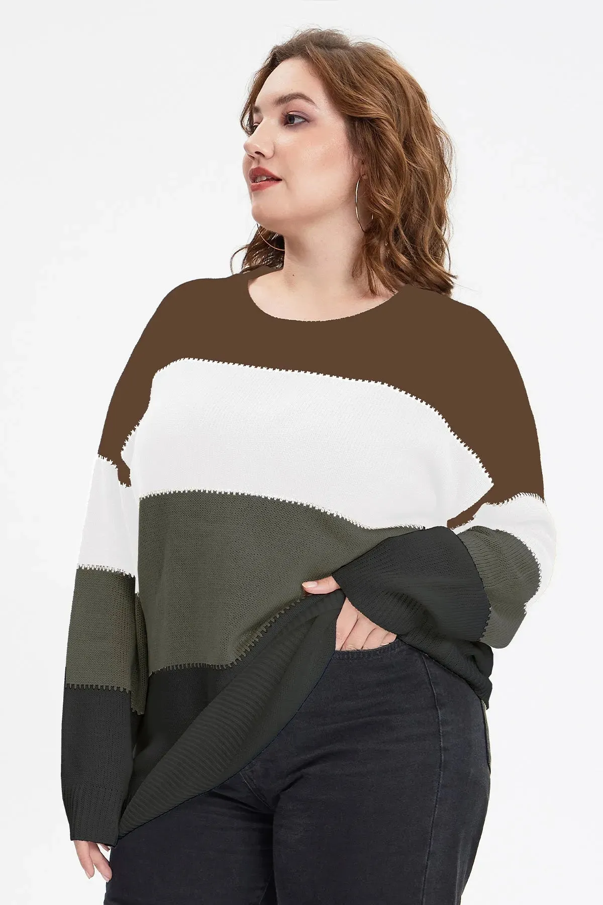 Color Block Striped Long Sleeves Sweater