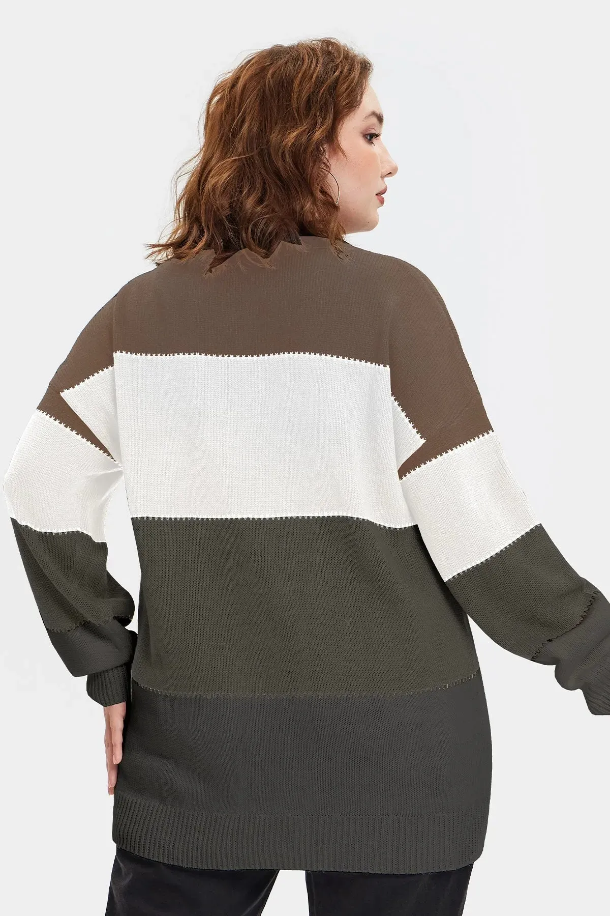 Color Block Striped Long Sleeves Sweater