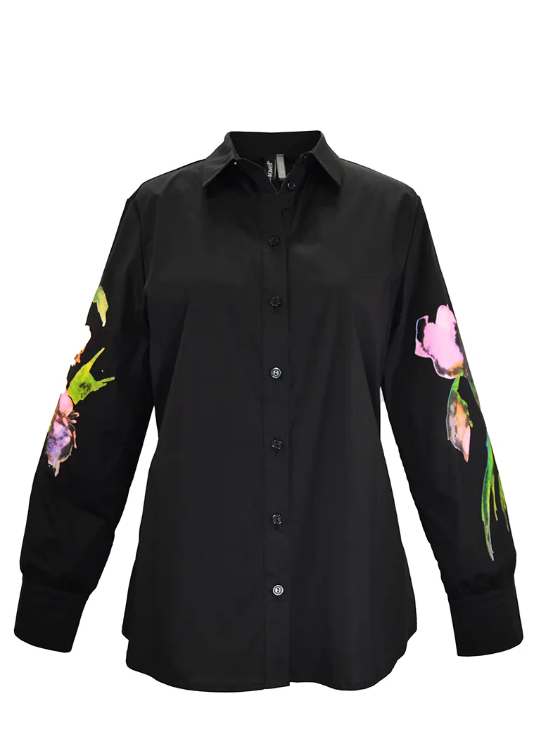 Floral Sleeve Button Down Blouse