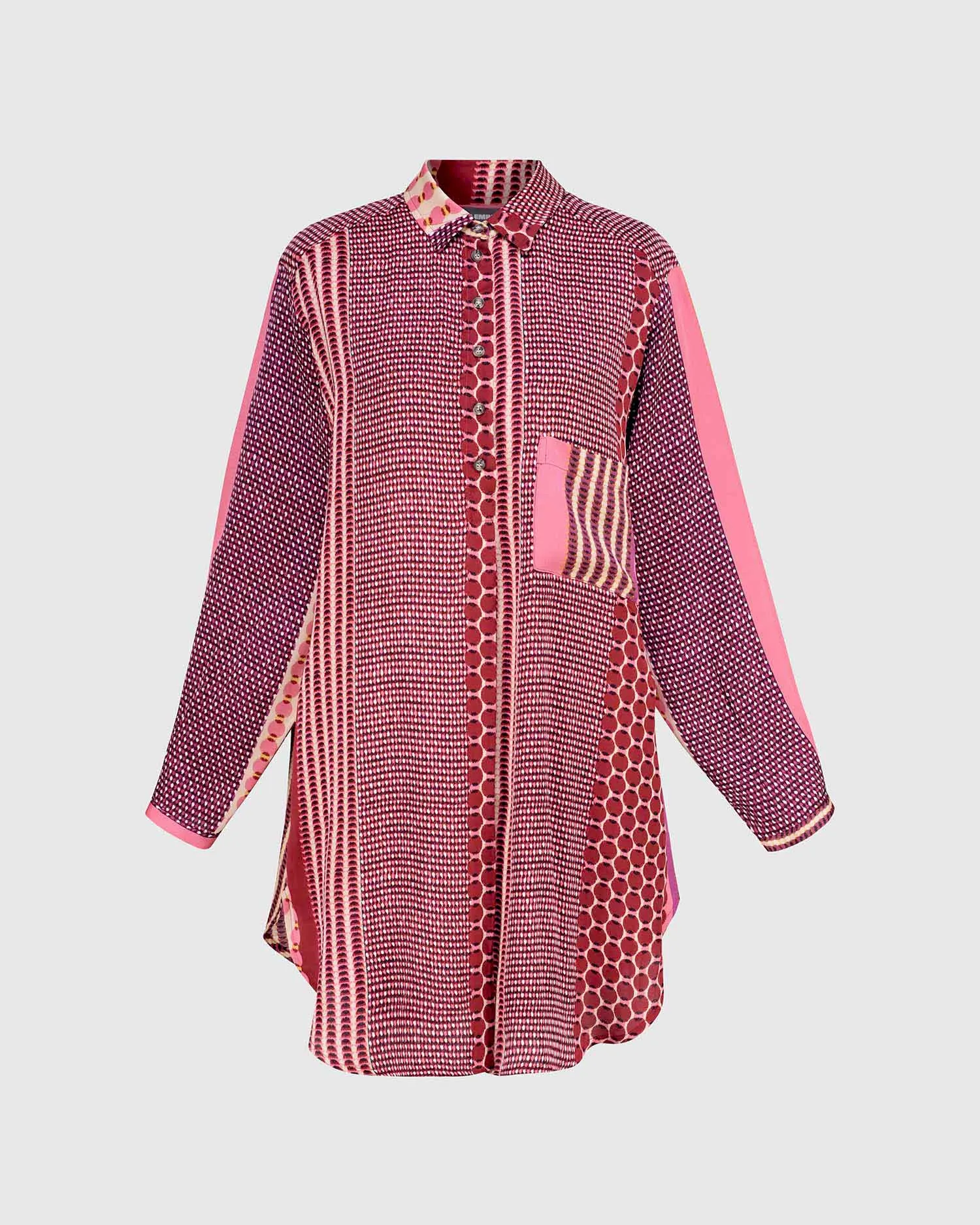 Half Button Front Shirt Blouse, Berry by Alembika