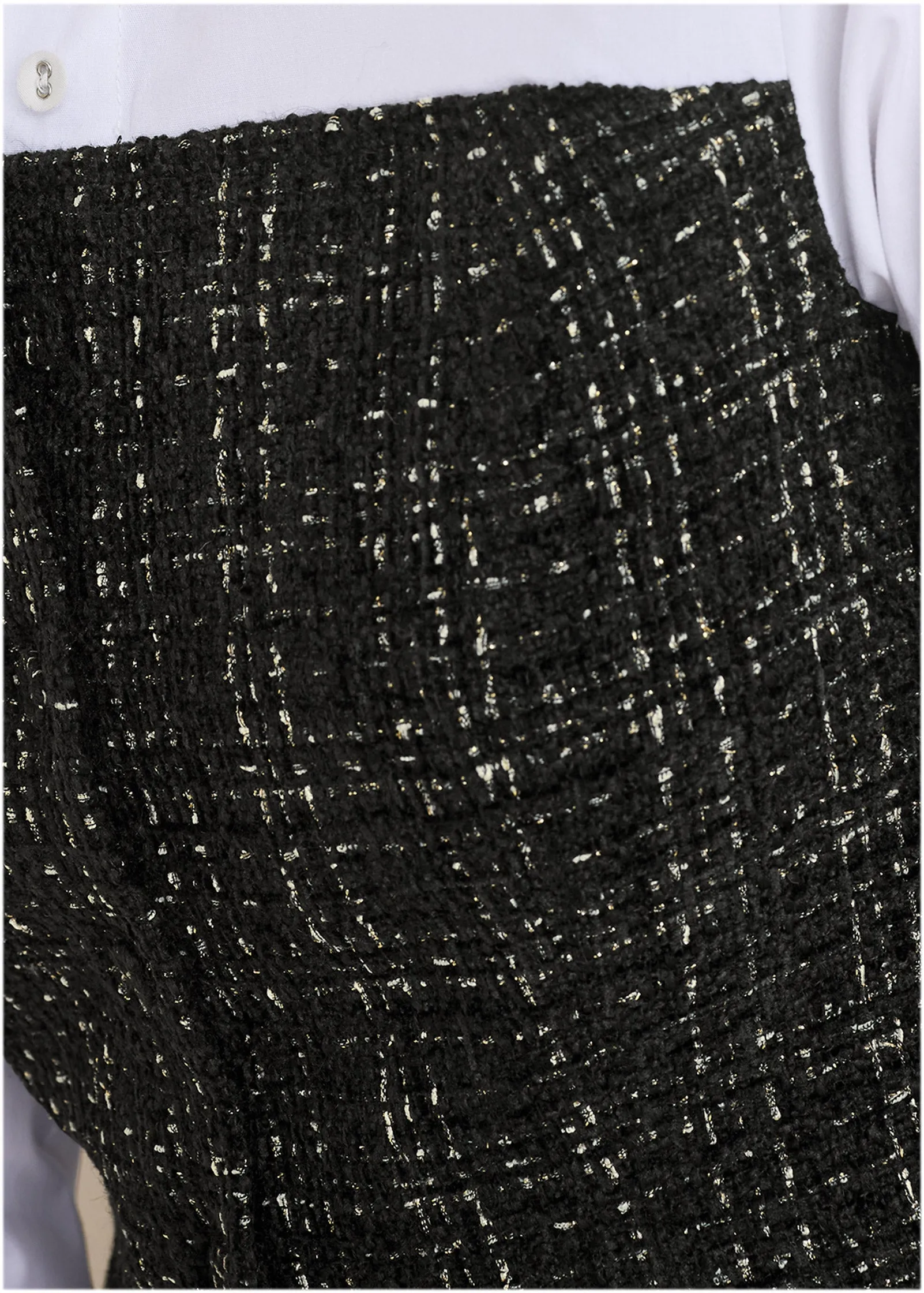 Layered Tweed Top - Black & Gold Combo