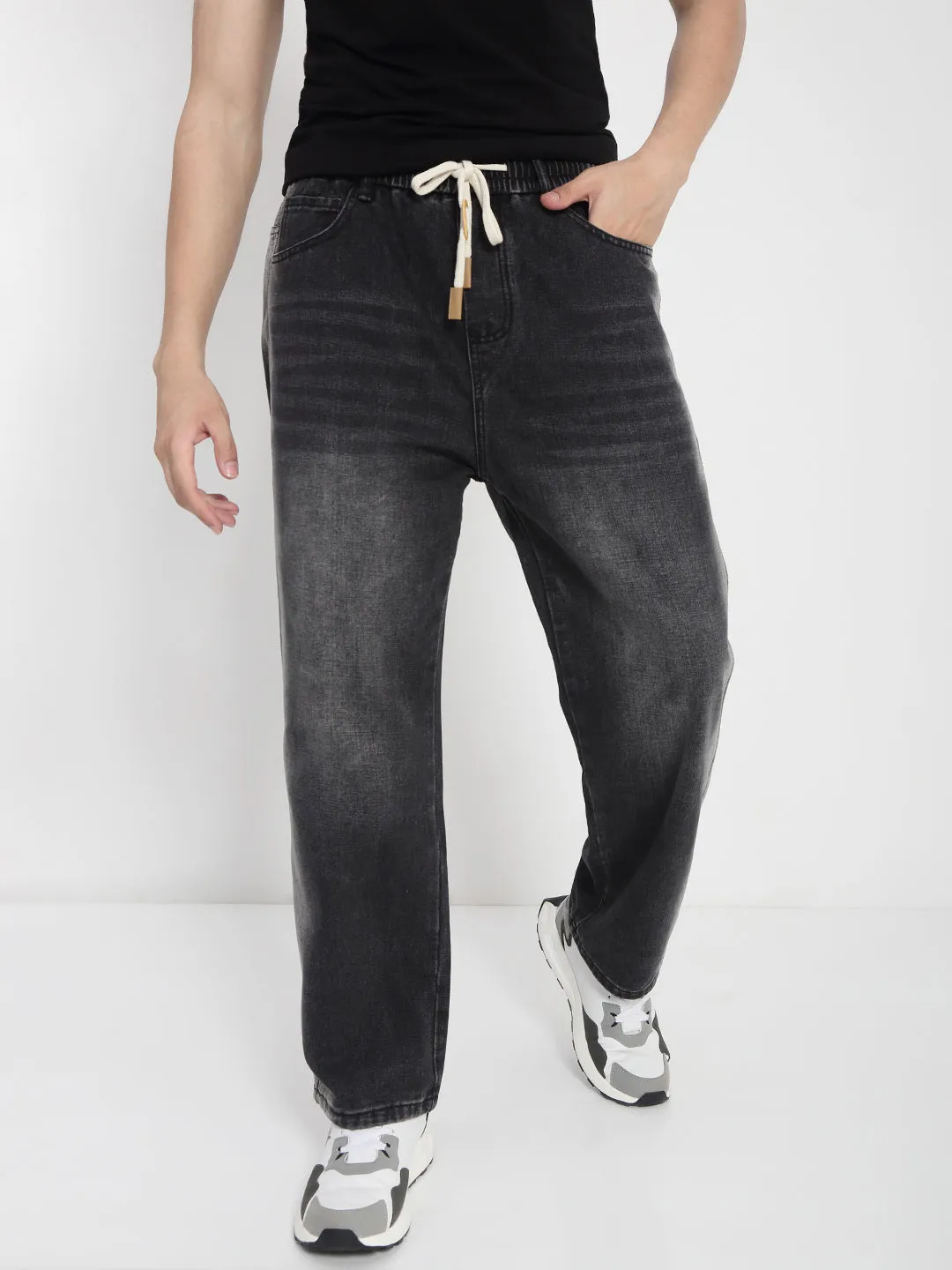 Men Faded Grey Relaxed Fit Jeans