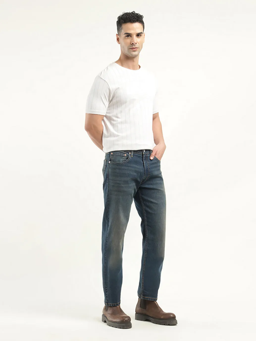 Men's 55596 Indigo Relaxed Fit Mid Rise Jeans