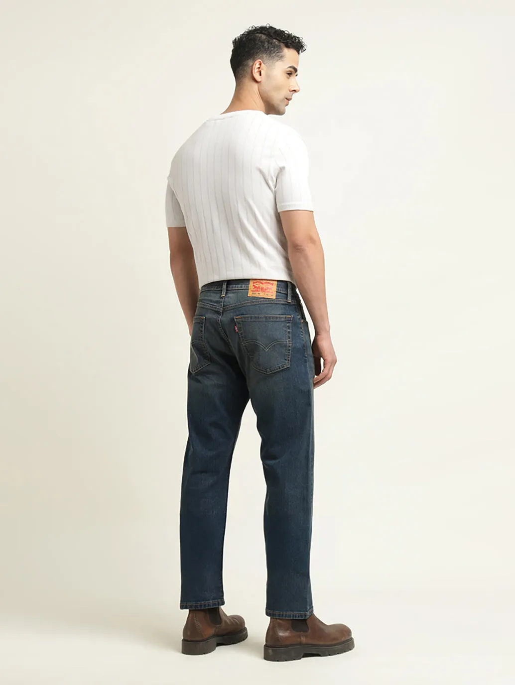 Men's 55596 Indigo Relaxed Fit Mid Rise Jeans