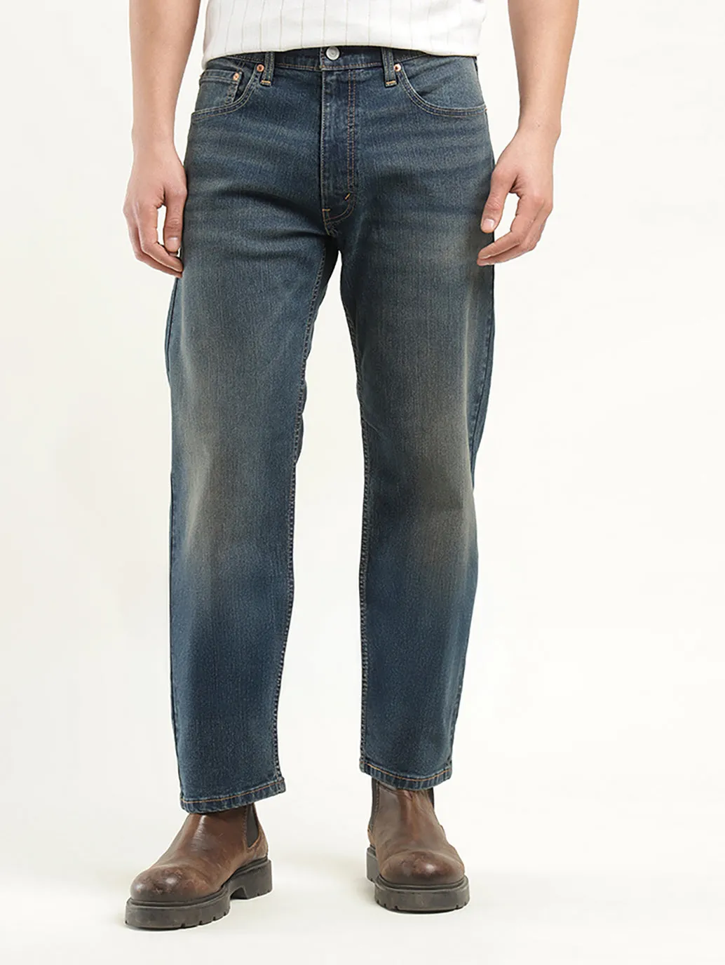 Men's 55596 Indigo Relaxed Fit Mid Rise Jeans