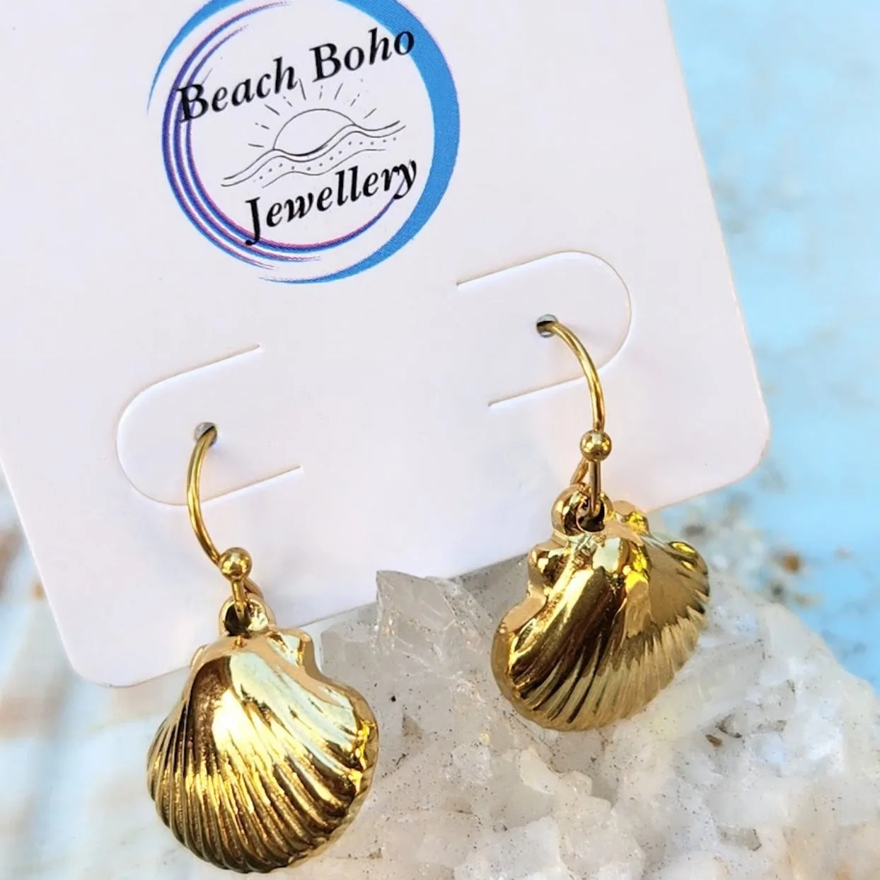 MERMAID SHELLS  18K GOLD  WATERPROOF EARRINGS