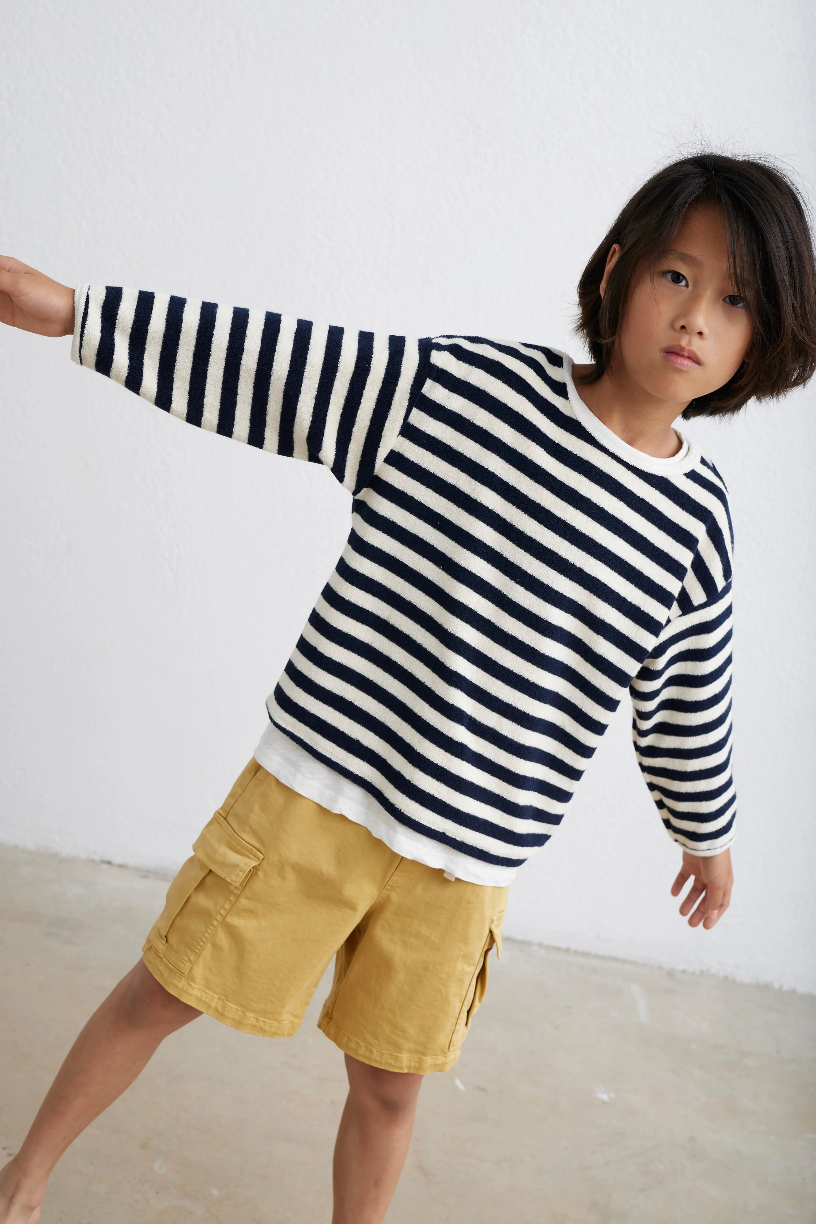 Organic toweling stripes sweatshirt