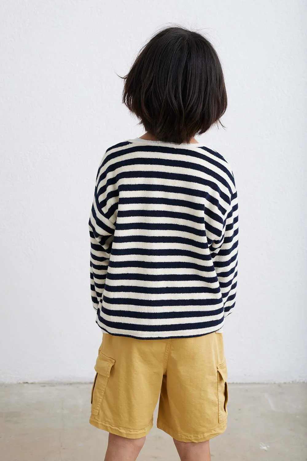 Organic toweling stripes sweatshirt