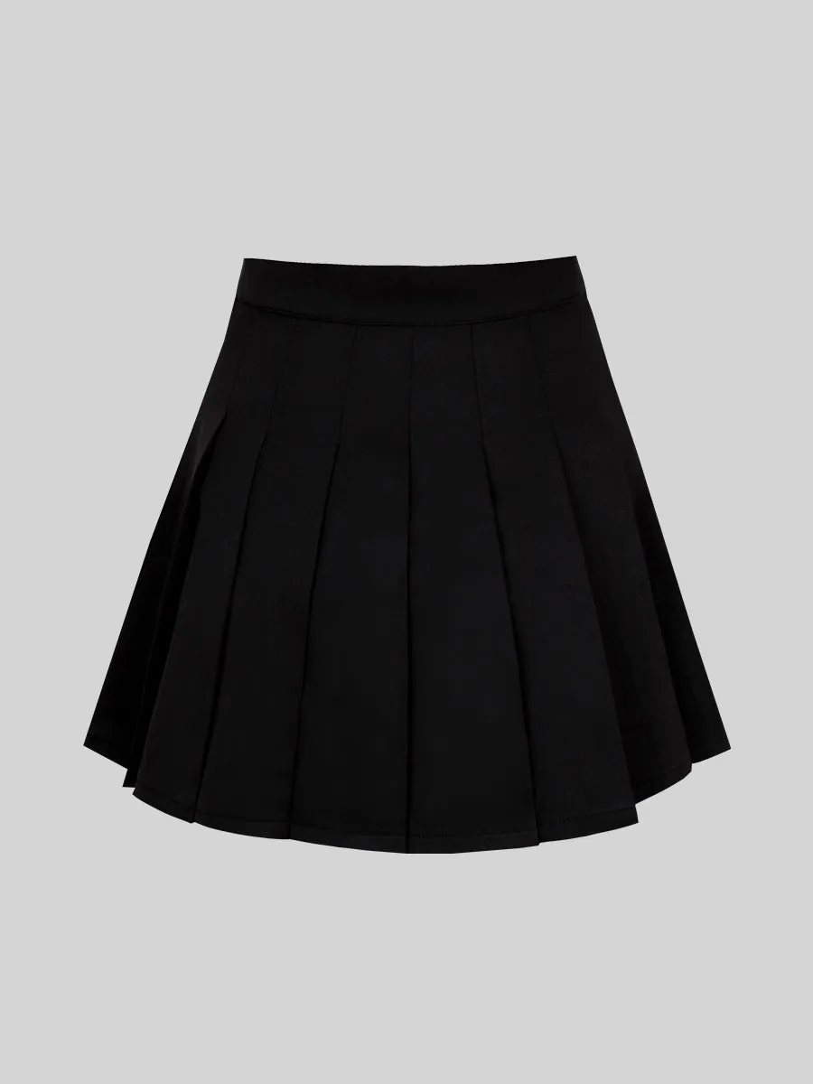 Solid Color Shirt & Skirt & Blazer with Tie Set