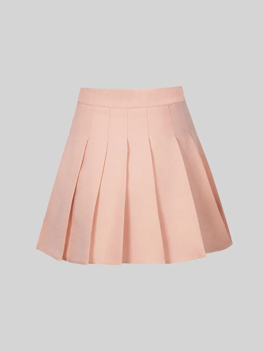 Solid Color Shirt & Skirt & Blazer with Tie Set