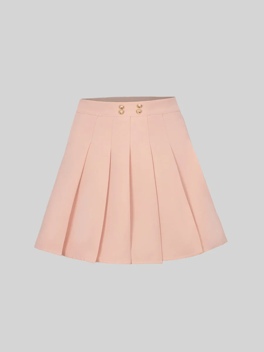 Solid Color Shirt & Skirt & Blazer with Tie Set