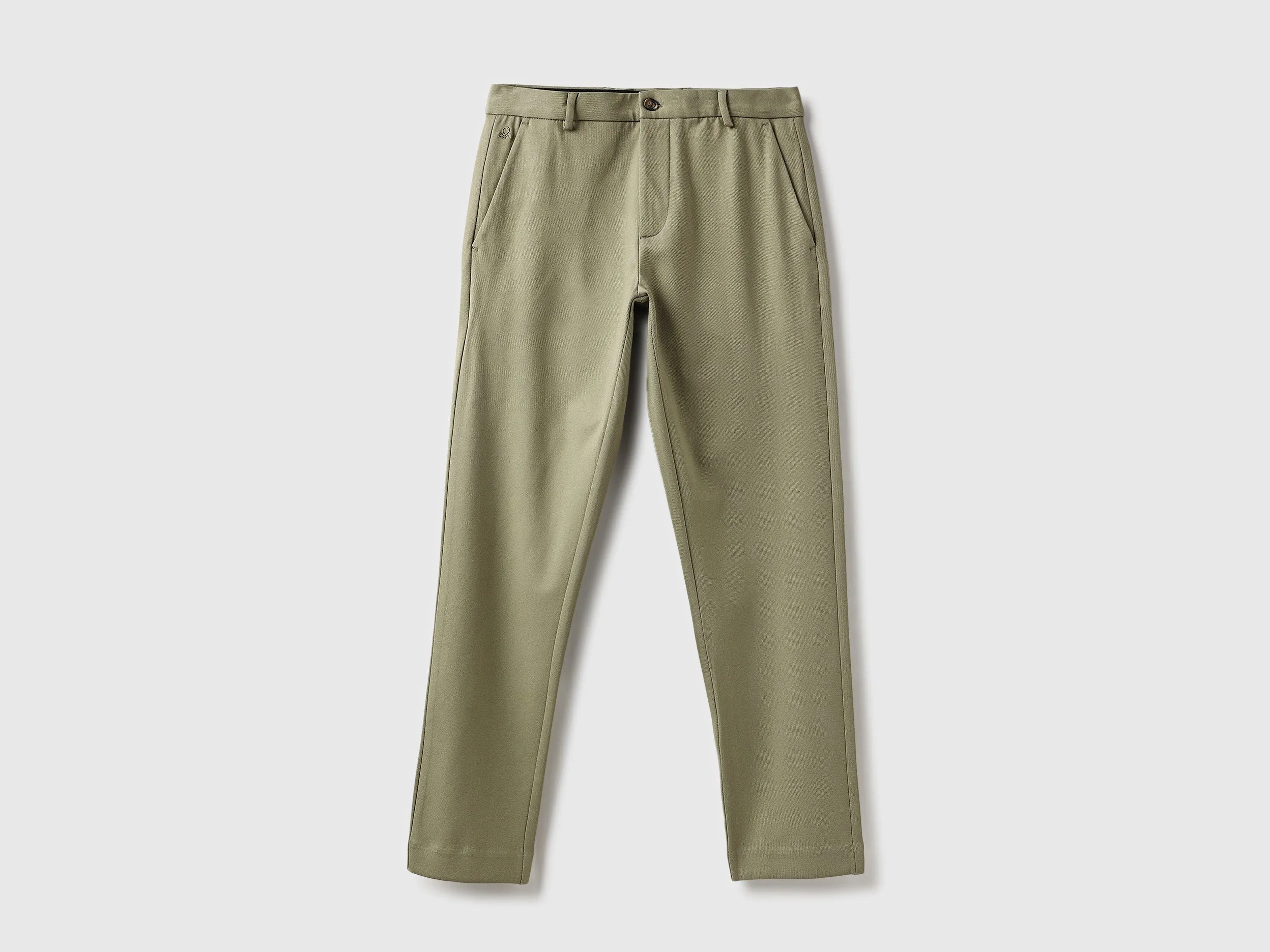 Solid Slim Fit Twill Knit Trousers