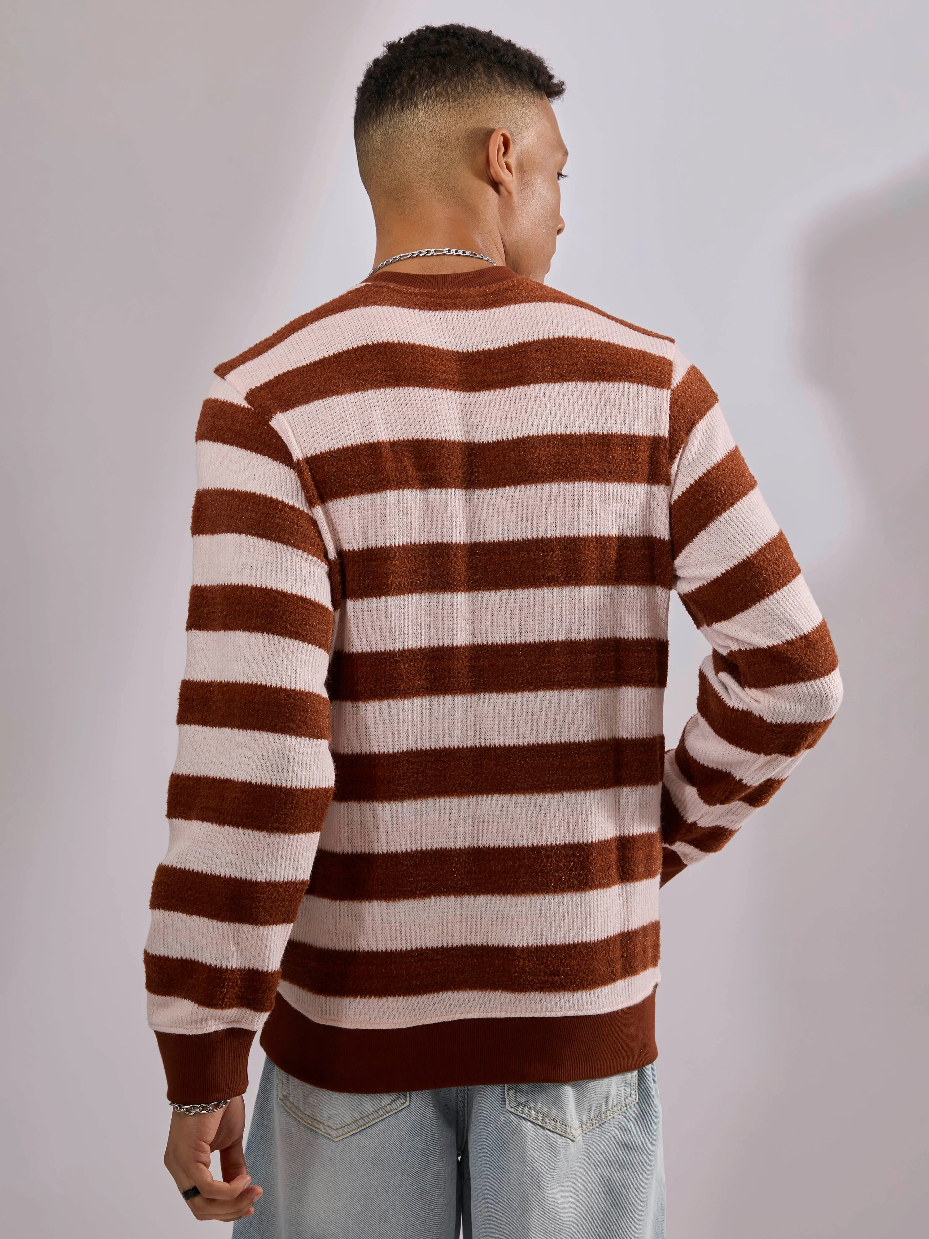 Swyft - Striped Crew neck Sweater - Brick red