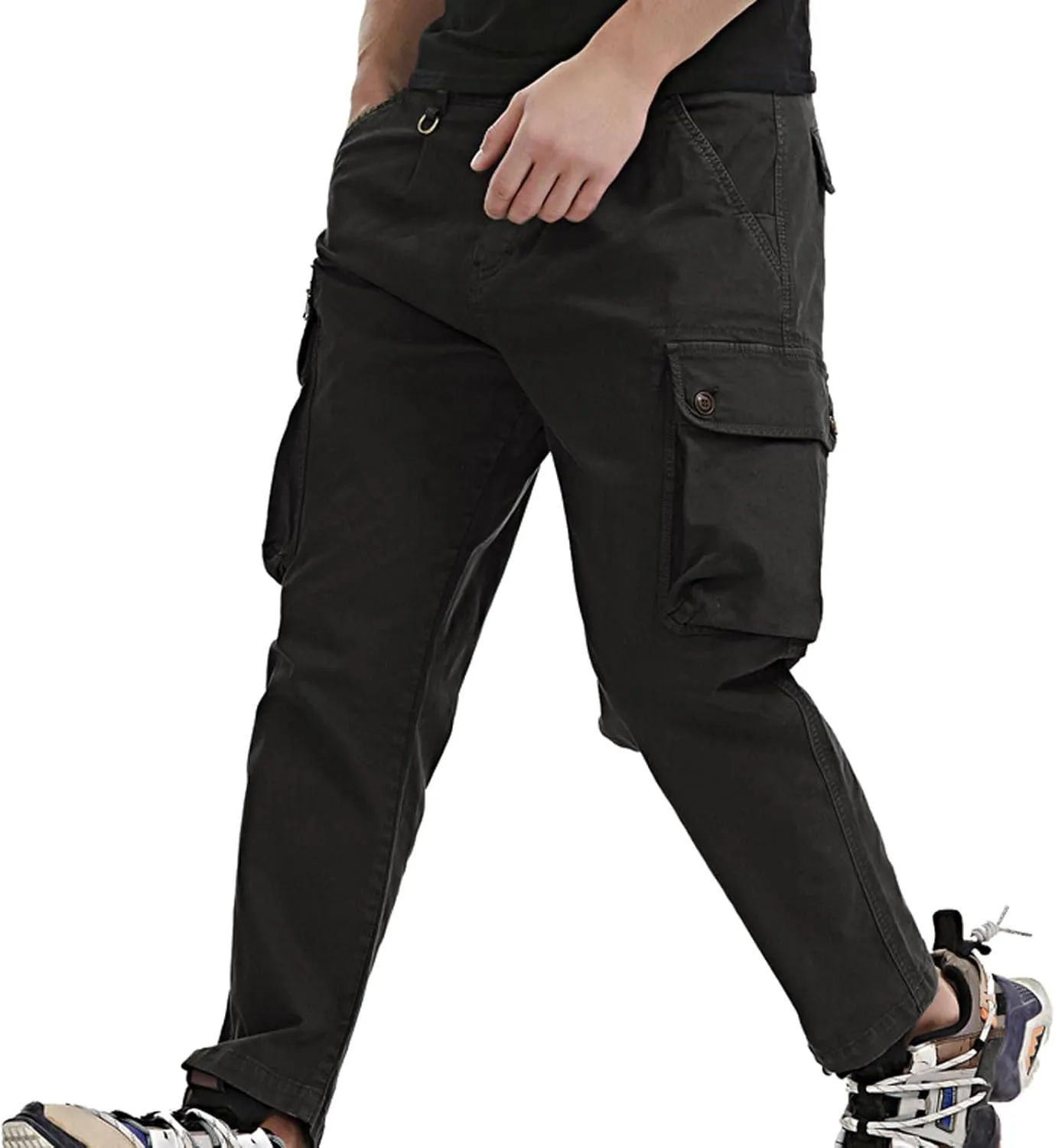 Uillui Mens Cargo Pants Fashion Como Joggers Sweatpants Cotton Stretch Casual Relaxed Fit Ankle Length Harem Streetwear Pant