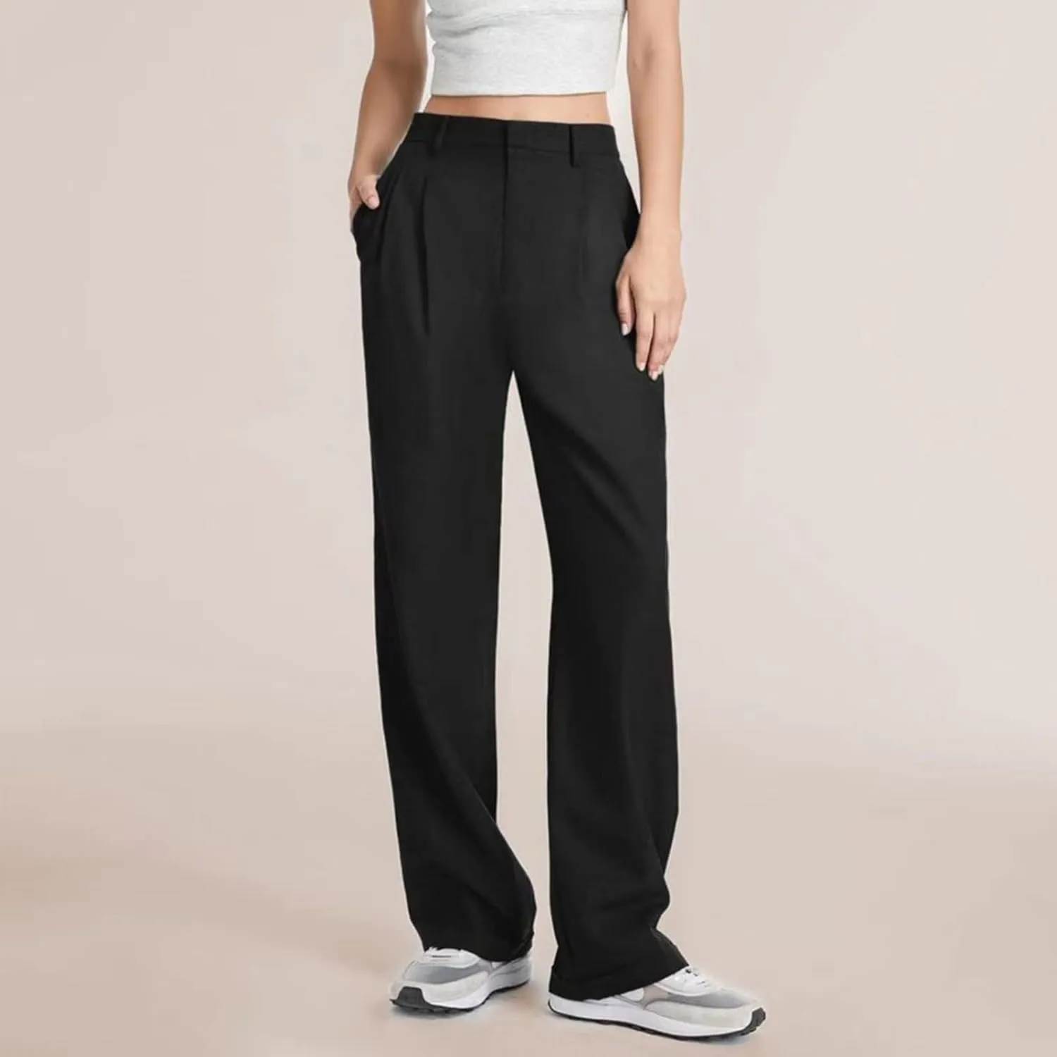 Women's Cotton Linen Summer Fashion Pants Elastic Waist Long Lounge Slim Fit Trouser Trendy