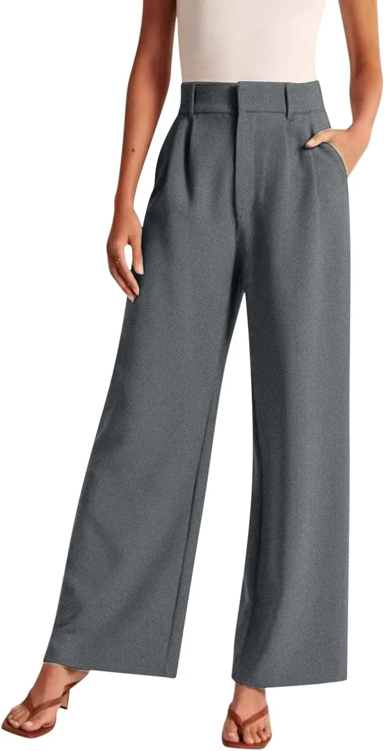 Womens Linen Blend Summer Casual Loose Pant Trousers High Waist Straight Slim Fit Pants Travel