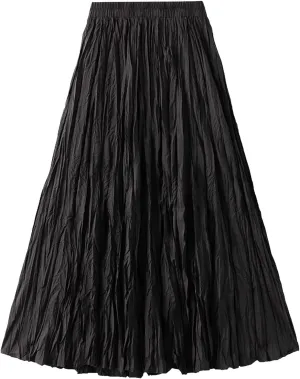 Womens Tulle Ruffle Pleated Skirts Fashion Solid Versatile A Line Maxi Skirt Holiday High Waisted Reversible Skirts