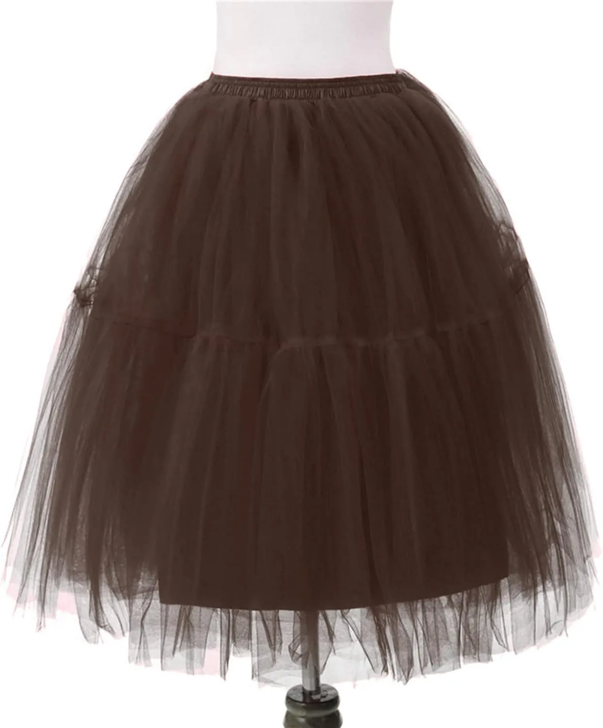 Womens Tulle Skirts Midi Elastic 50s Layered Mesh High Waist Pleated Flowy A-Line Party Long Tutu Skirts